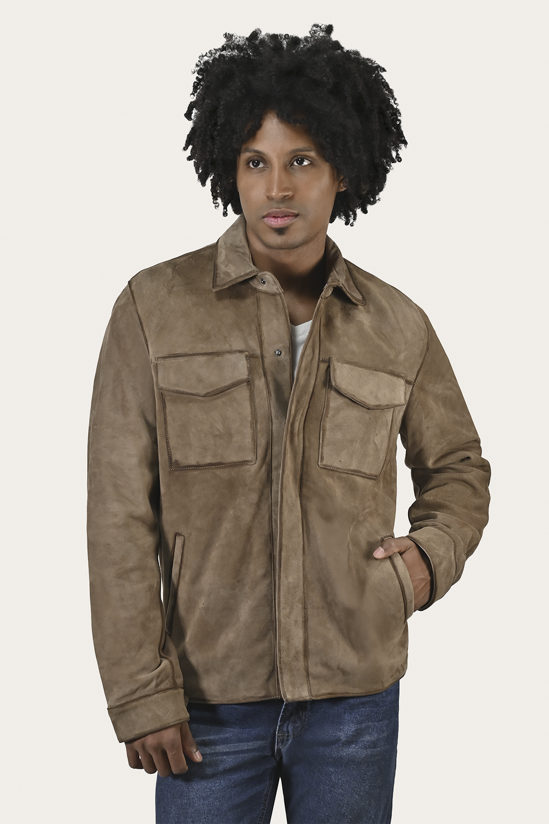 Frye Classic - Men’s Taupe Brock Suede Utility Shacket