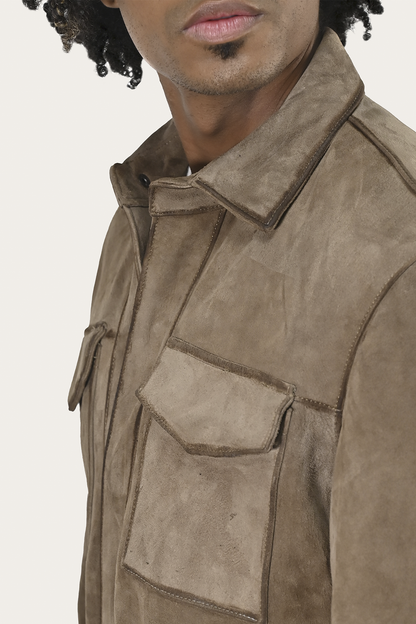 Frye Classic - Men’s Taupe Brock Suede Utility Shacket