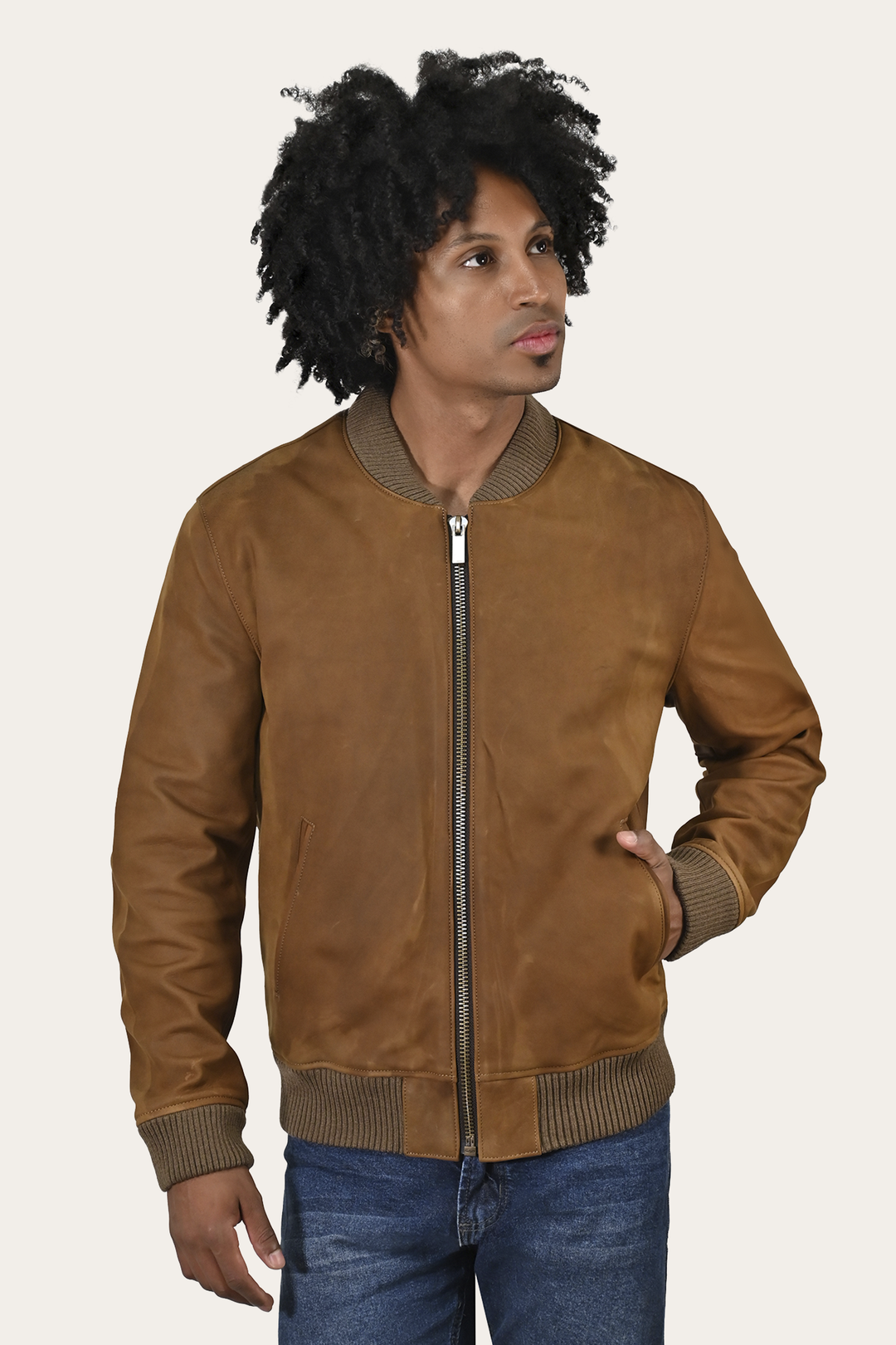 Frye Trending - Men’s Burnt Copper Clay Leather Bomber Jacket