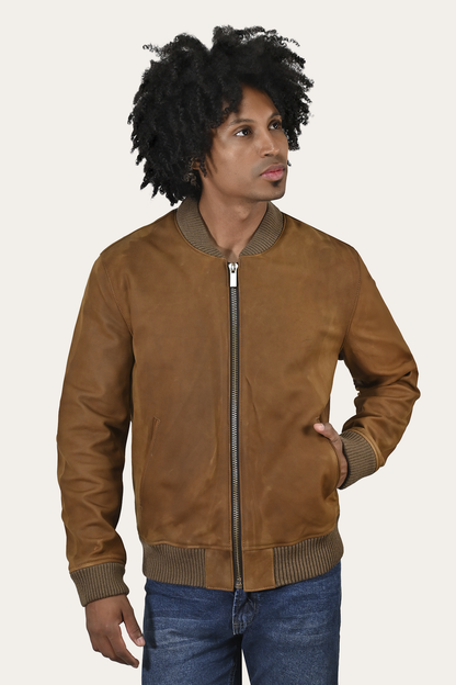 Frye Trending - Men’s Burnt Copper Clay Leather Bomber Jacket