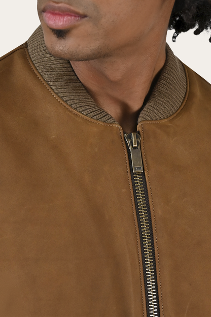 Frye Trending - Men’s Burnt Copper Clay Leather Bomber Jacket