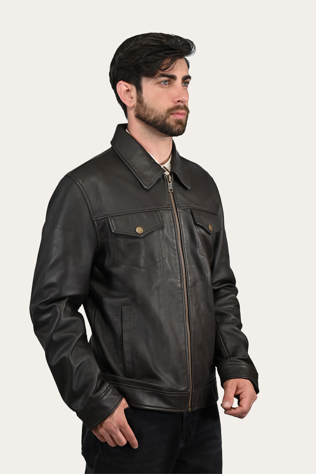Frye Exclusive - Men’s Dark Brown Durango Trucker Leather Jacket