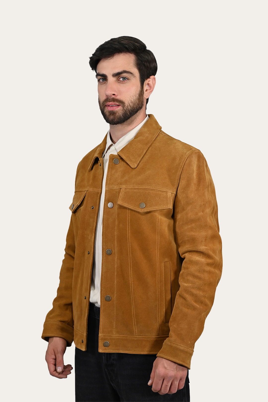 Frye Special Offer - Men’s Tan Trailblazer Trucker Suede Jacket