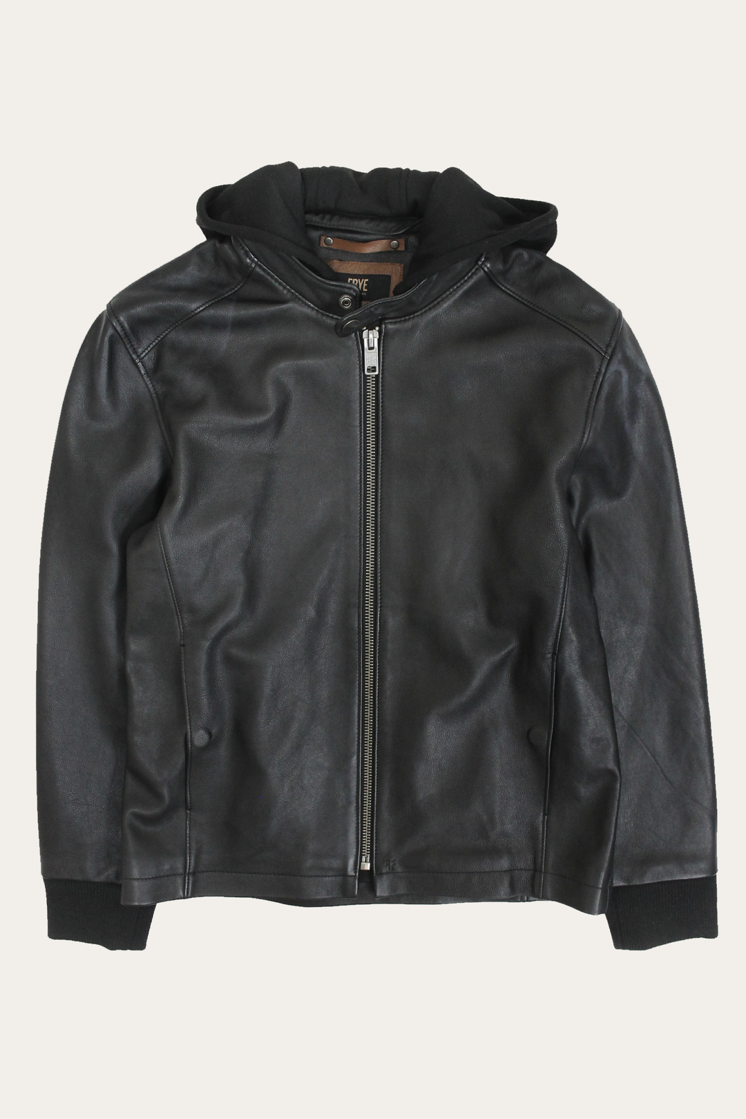 Frye Best Price - Men’s Black Saddle Racer Leather Hooded Jacket