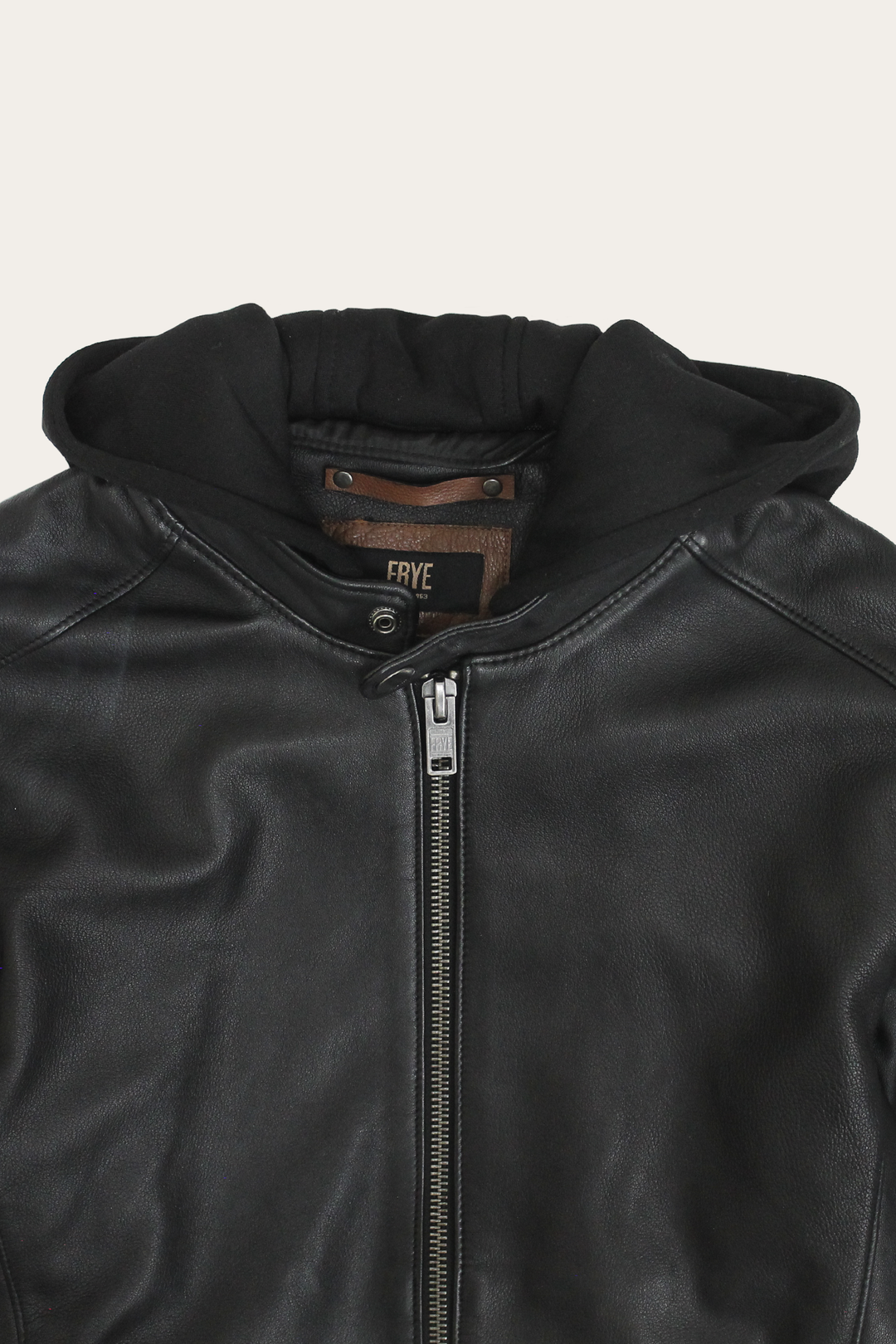 Frye Best Price - Men’s Black Saddle Racer Leather Hooded Jacket