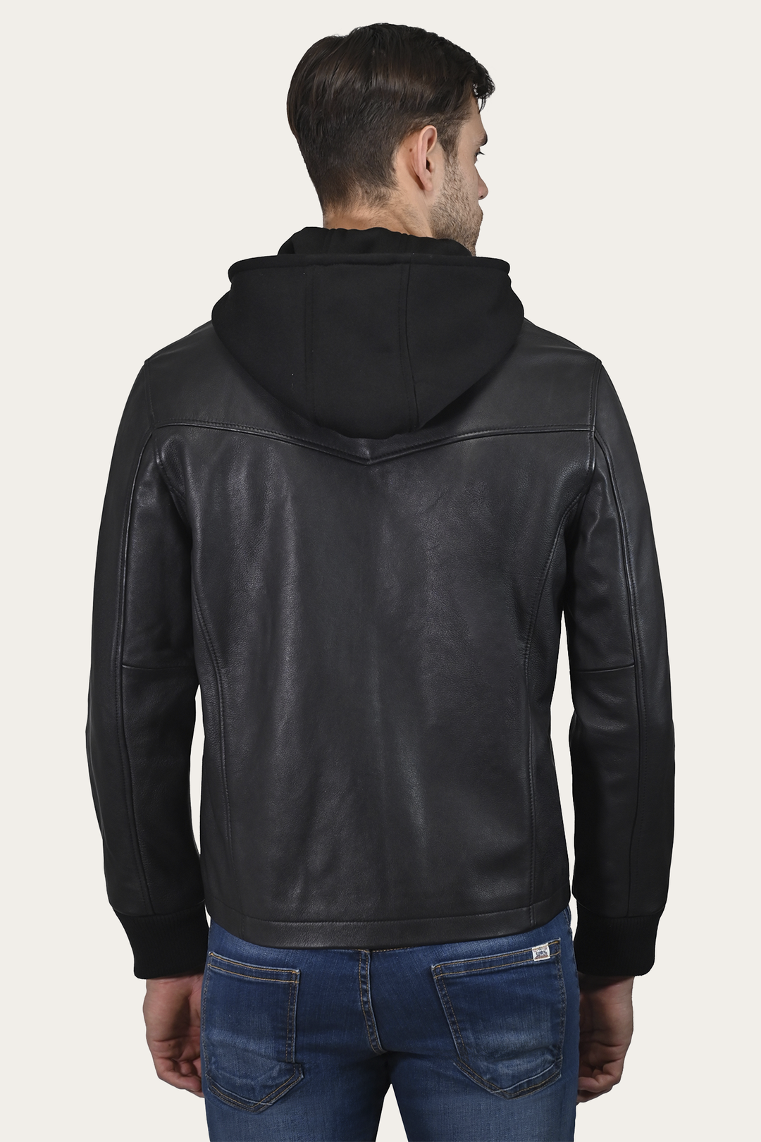 Frye Best Price - Men’s Black Saddle Racer Leather Hooded Jacket