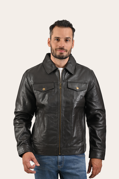 Frye Great Value - Men’s Dark Brown Kentucky Trucker Leather Jacket