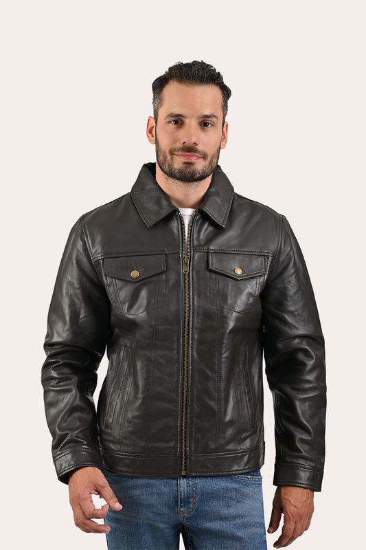 Frye Great Value - Men’s Dark Brown Kentucky Trucker Leather Jacket