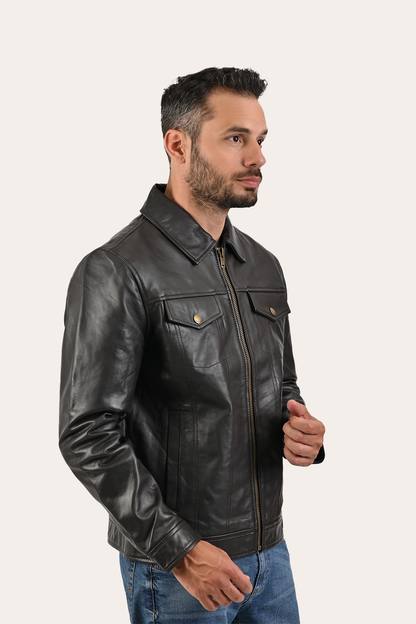 Frye Great Value - Men’s Dark Brown Kentucky Trucker Leather Jacket