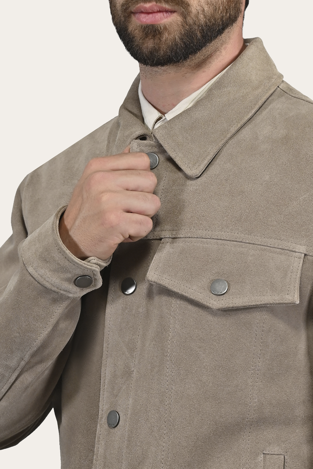 Frye Trusted - Men’s Taupe Trailblazer Suede Trucker Jacket
