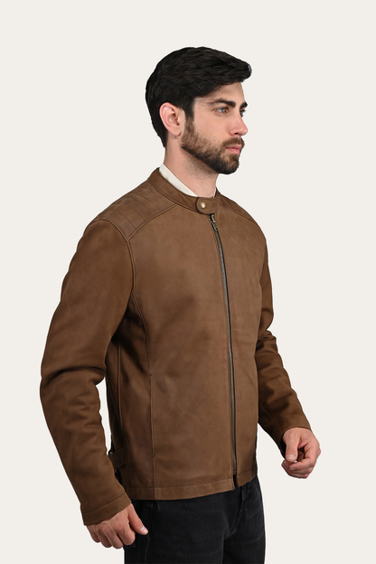 Frye Discount - Men’s Tobacco Desert Racer Leather Jacket