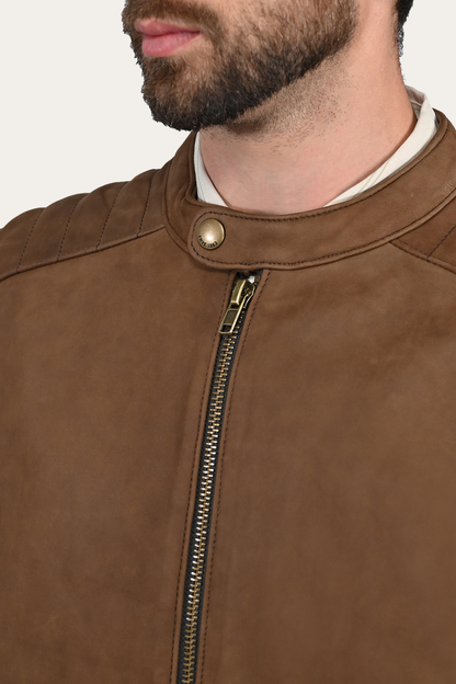 Frye Discount - Men’s Tobacco Desert Racer Leather Jacket