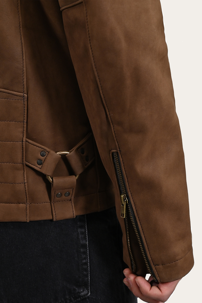 Frye Discount - Men’s Tobacco Desert Racer Leather Jacket