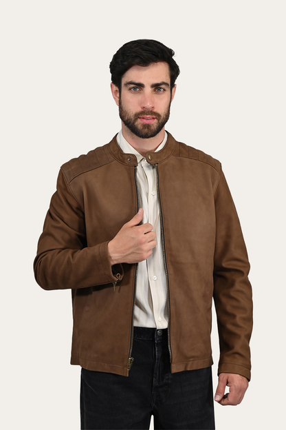 Frye Discount - Men’s Tobacco Desert Racer Leather Jacket