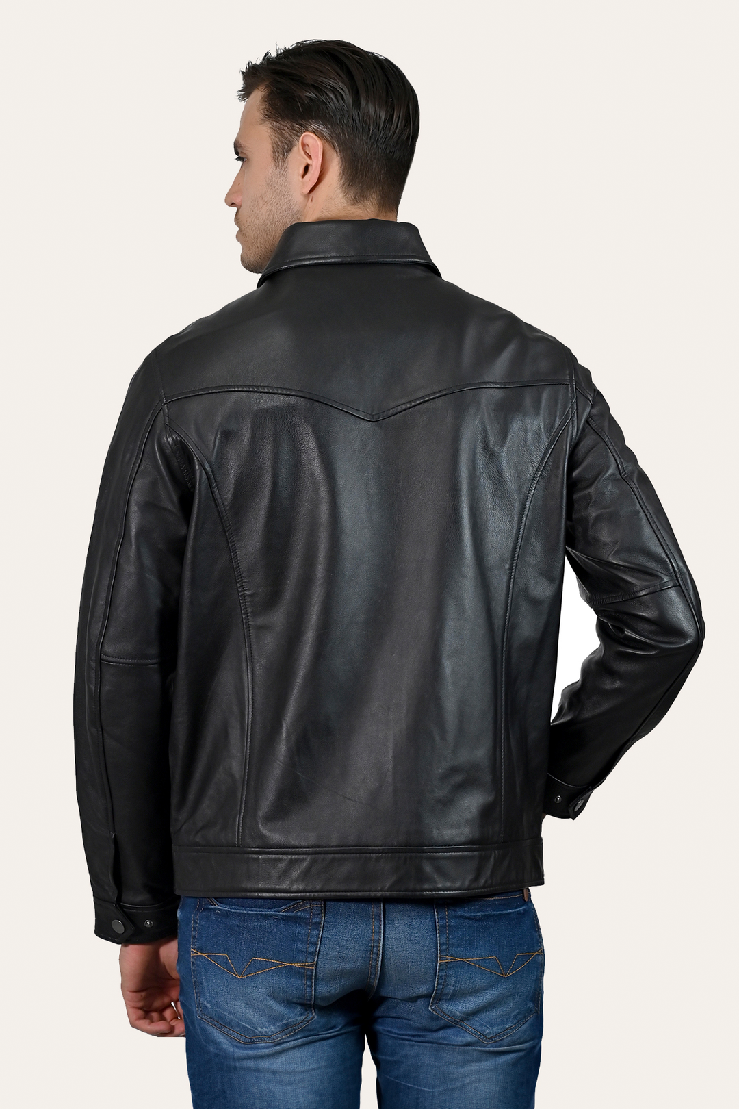 Frye Special Offer - Men’s Black Durango Trucker Leather Jacket