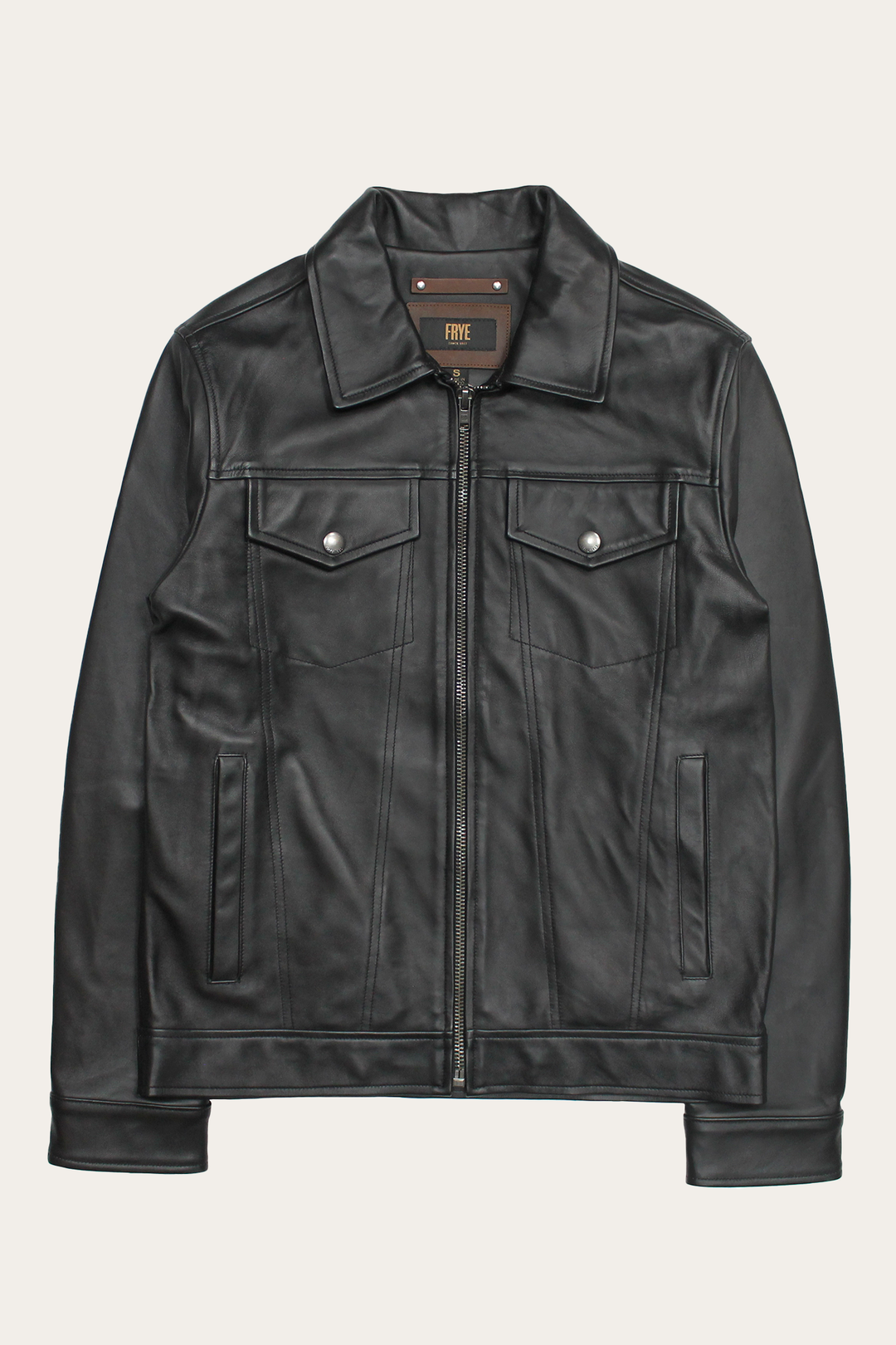 Frye Special Offer - Men’s Black Durango Trucker Leather Jacket