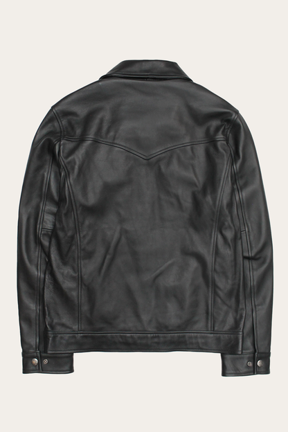 Frye Special Offer - Men’s Black Durango Trucker Leather Jacket