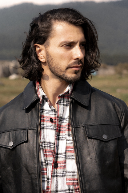 Frye Special Offer - Men’s Black Durango Trucker Leather Jacket