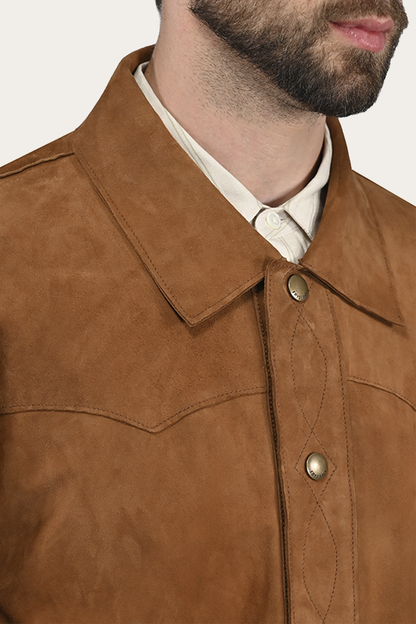 Frye Great Value - Men’s Middle Brown Judd Minimalist Suede Shacket