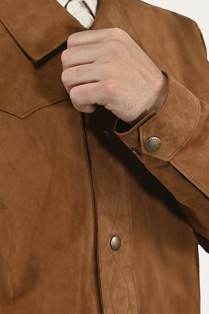 Frye Great Value - Men’s Middle Brown Judd Minimalist Suede Shacket