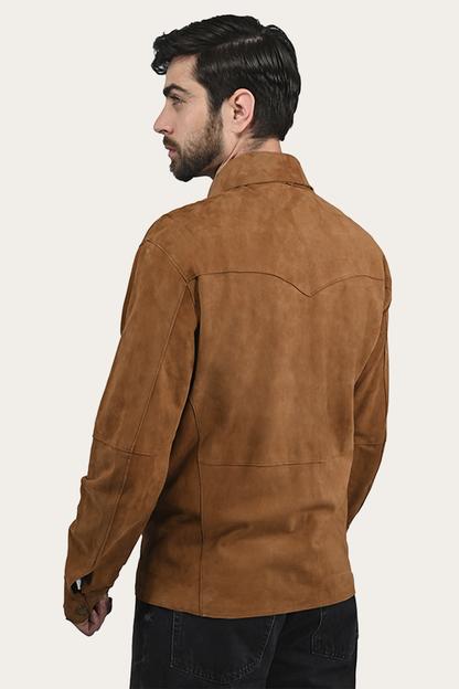 Frye Great Value - Men’s Middle Brown Judd Minimalist Suede Shacket
