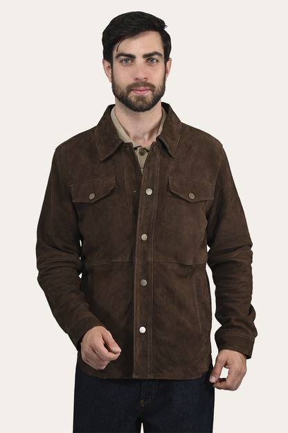 Frye Sale - Men’s Dark Brown Authentic Suede Shacket