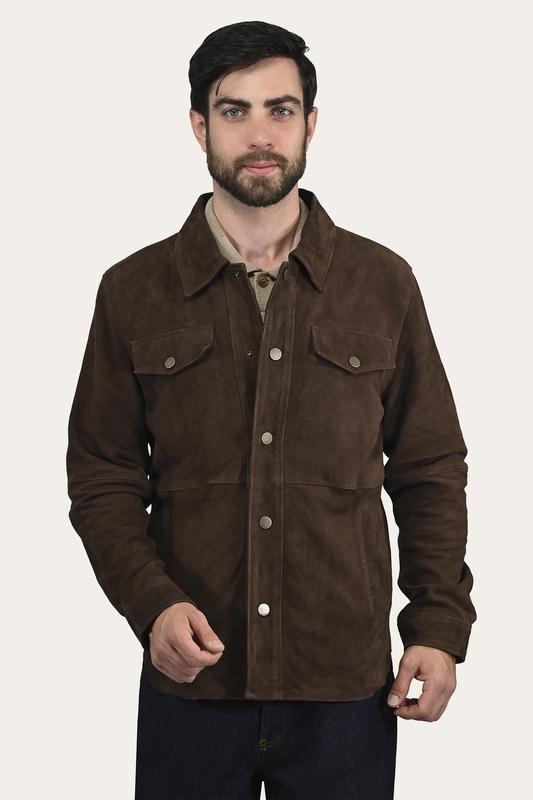 Frye Sale - Men’s Dark Brown Authentic Suede Shacket