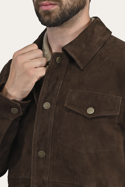Frye Sale - Men’s Dark Brown Authentic Suede Shacket