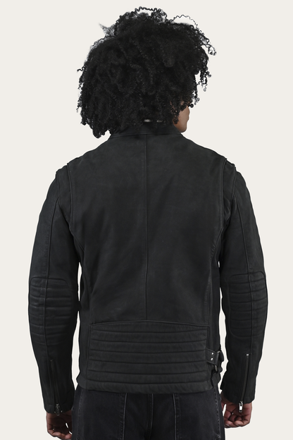 Frye Deals - Men’s Black Cattleman Vintage Cafe Racer Leather Jacket