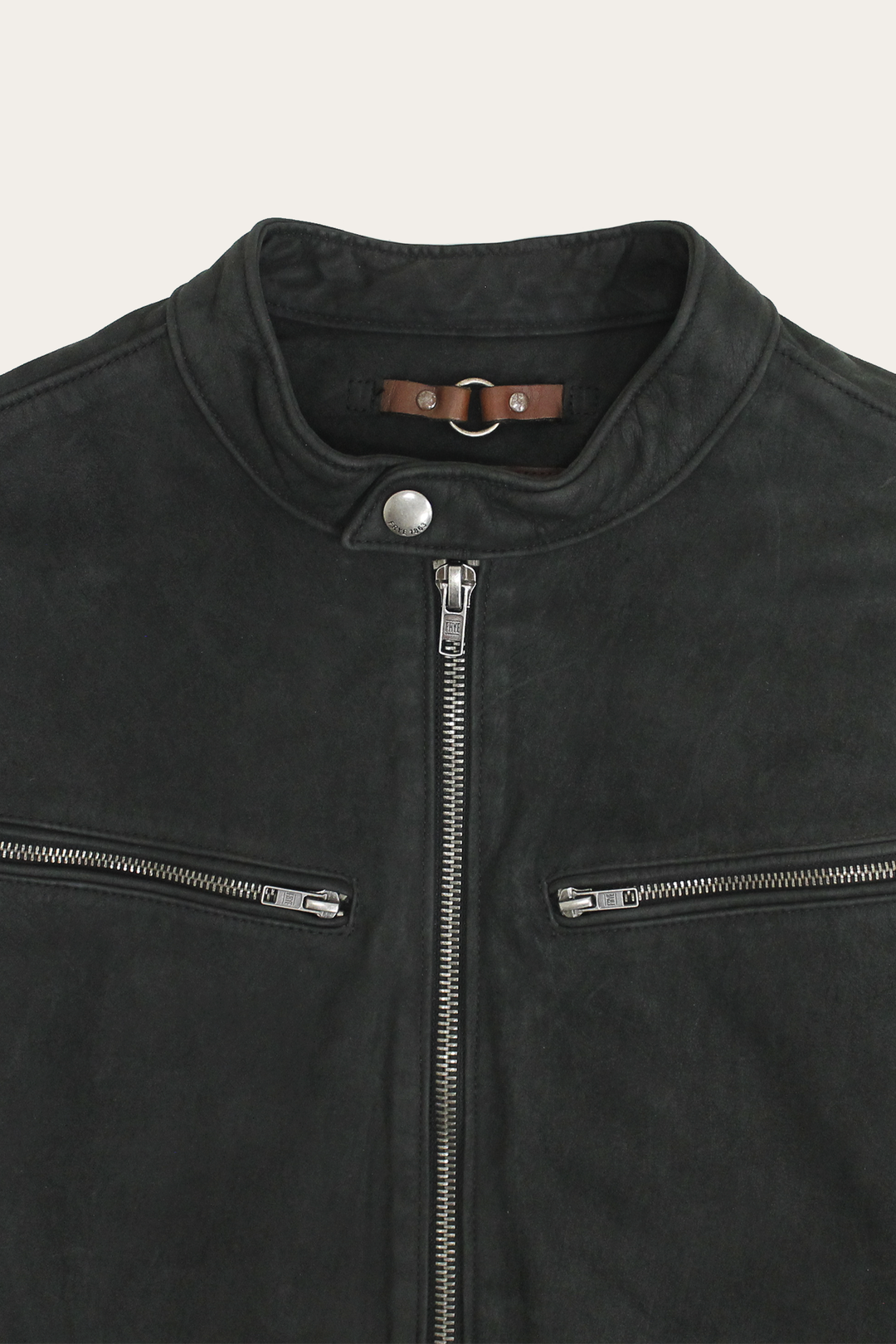 Frye Deals - Men’s Black Cattleman Vintage Cafe Racer Leather Jacket