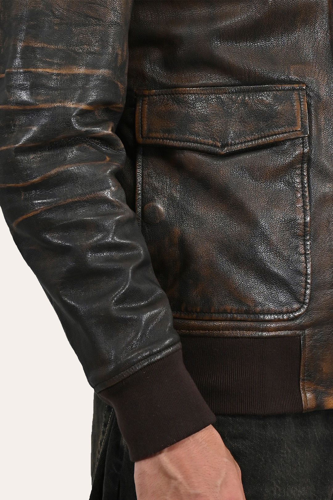 Frye Customer Favorite - Men’s Brown Beige Nebraska Bomber Leather Jacket