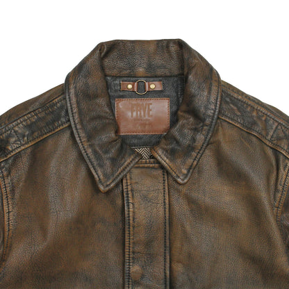 Frye Customer Favorite - Men’s Brown Beige Nebraska Bomber Leather Jacket
