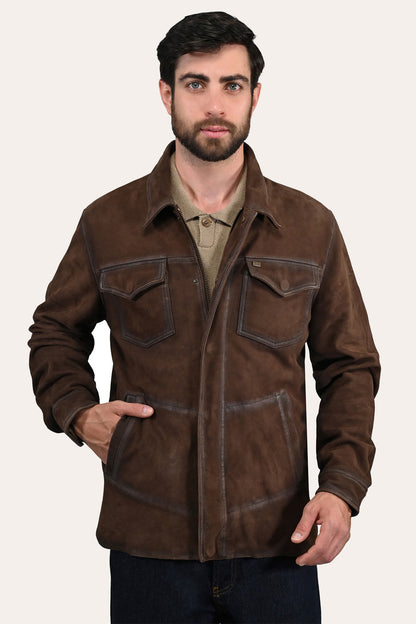 Frye Deals - Men’s Dark Brown Brody Suede Shacket